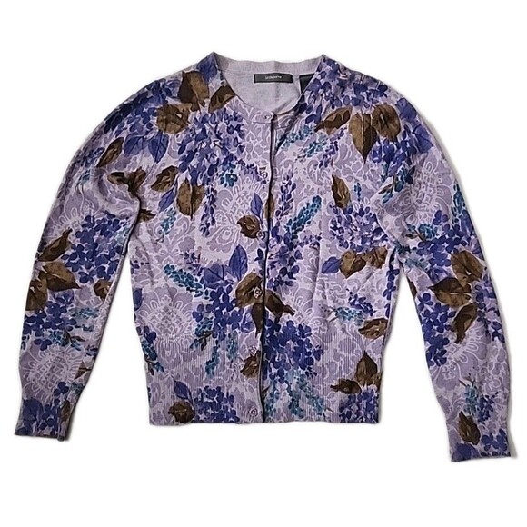 Vtg Liz Claiborne juniors sweater size M Floral Button Up Lightweight Cardigan - Picture 1 of 9